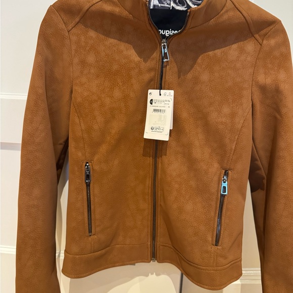 Desigual Tan/Brown Fuax Leather Jacket - Picture 2 of 10